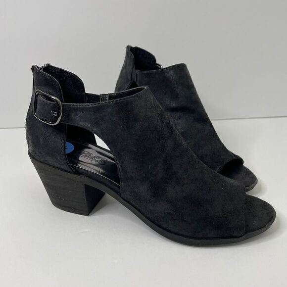 NEW!Carlos by Carlos Santana| Della| Black Leather Suede| Peep toe| Block heel| - Picture 10 of 12
